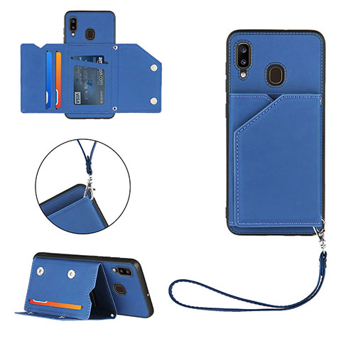 Funda Lujo Cuero Carcasa Y03B para Samsung Galaxy A20 Azul