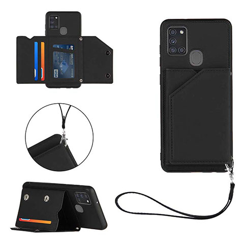 Funda Lujo Cuero Carcasa Y03B para Samsung Galaxy A21s Negro