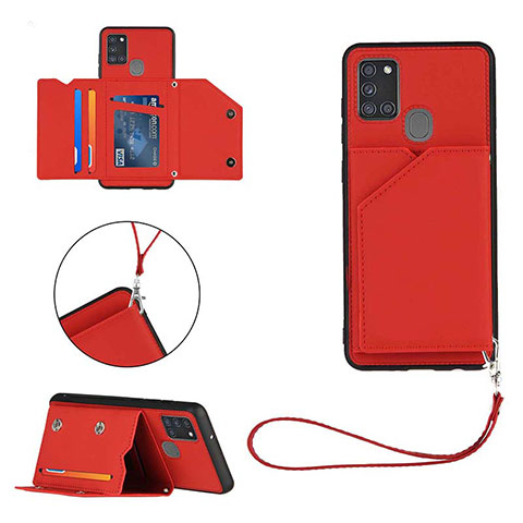 Funda Lujo Cuero Carcasa Y03B para Samsung Galaxy A21s Rojo