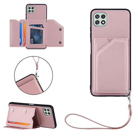 Funda Lujo Cuero Carcasa Y03B para Samsung Galaxy A22 5G Oro Rosa