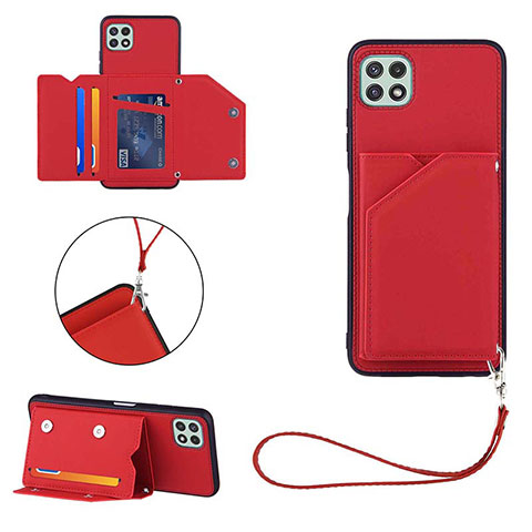 Funda Lujo Cuero Carcasa Y03B para Samsung Galaxy A22 5G Rojo