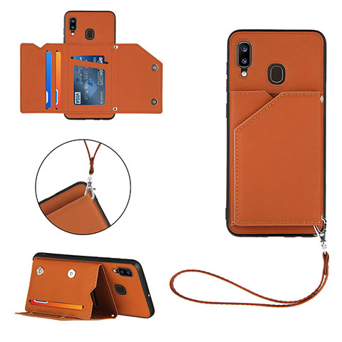 Funda Lujo Cuero Carcasa Y03B para Samsung Galaxy A30 Marron