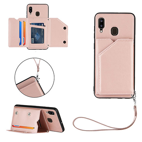 Funda Lujo Cuero Carcasa Y03B para Samsung Galaxy A30 Oro Rosa