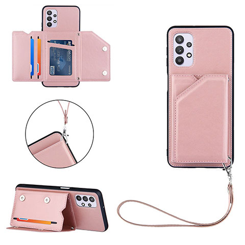 Funda Lujo Cuero Carcasa Y03B para Samsung Galaxy A32 4G Oro Rosa