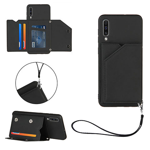 Funda Lujo Cuero Carcasa Y03B para Samsung Galaxy A50 Negro