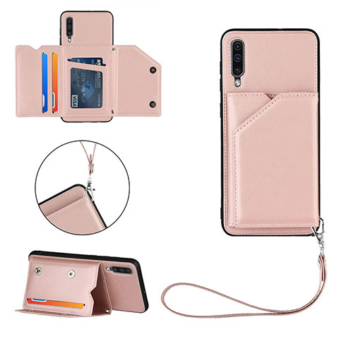 Funda Lujo Cuero Carcasa Y03B para Samsung Galaxy A50S Oro Rosa