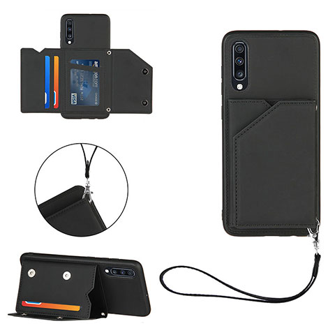 Funda Lujo Cuero Carcasa Y03B para Samsung Galaxy A70 Negro