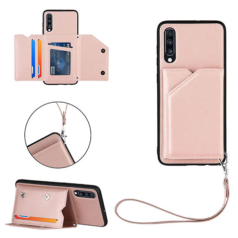 Funda Lujo Cuero Carcasa Y03B para Samsung Galaxy A70 Oro Rosa