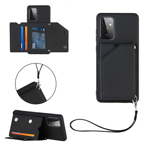 Funda Lujo Cuero Carcasa Y03B para Samsung Galaxy A72 4G Negro