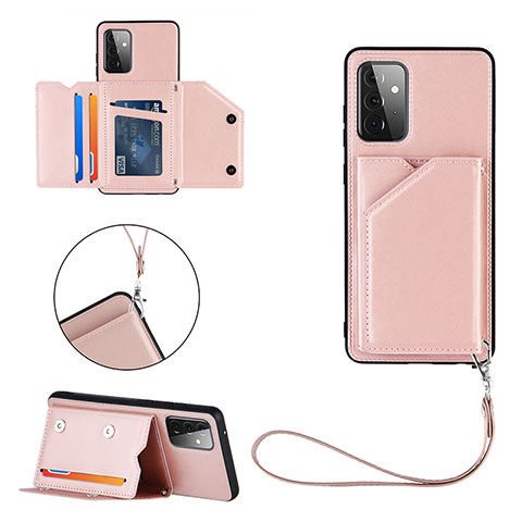 Funda Lujo Cuero Carcasa Y03B para Samsung Galaxy A72 5G Oro Rosa