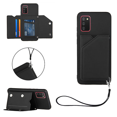 Funda Lujo Cuero Carcasa Y03B para Samsung Galaxy F02S SM-E025F Negro