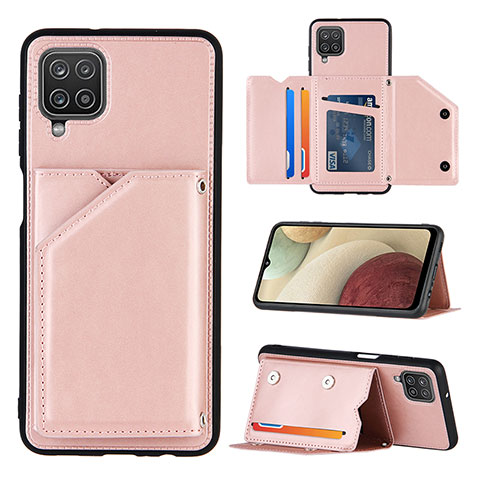 Funda Lujo Cuero Carcasa Y03B para Samsung Galaxy M12 Oro Rosa