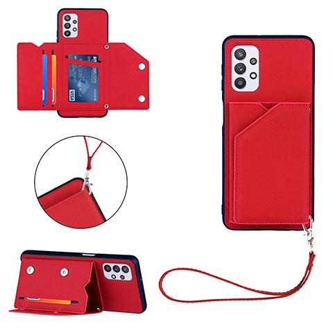 Funda Lujo Cuero Carcasa Y03B para Samsung Galaxy M32 5G Rojo