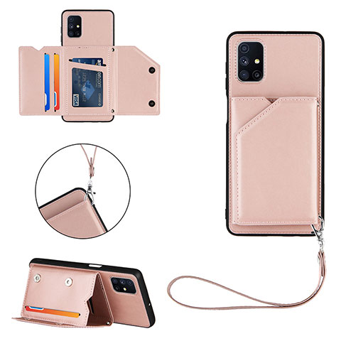 Funda Lujo Cuero Carcasa Y03B para Samsung Galaxy M51 Oro Rosa