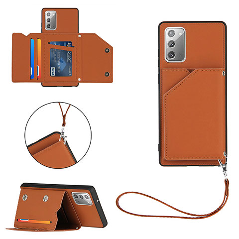 Funda Lujo Cuero Carcasa Y03B para Samsung Galaxy Note 20 5G Marron