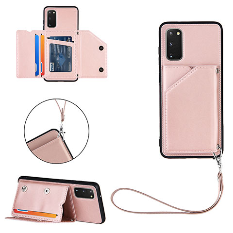 Funda Lujo Cuero Carcasa Y03B para Samsung Galaxy S20 Oro Rosa