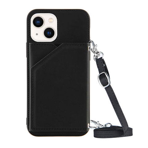 Funda Lujo Cuero Carcasa Y04B para Apple iPhone 14 Plus Negro