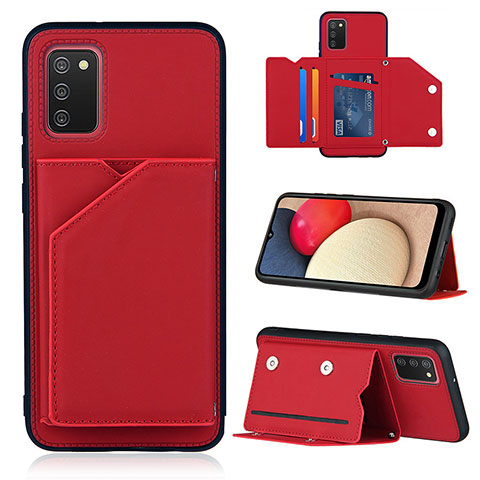 Funda Lujo Cuero Carcasa Y04B para Samsung Galaxy A03s Rojo