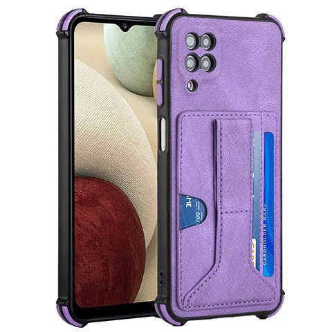 Funda Lujo Cuero Carcasa Y04B para Samsung Galaxy A12 5G Morado