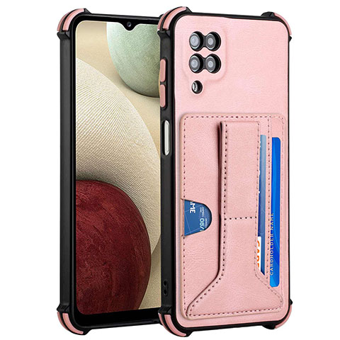 Funda Lujo Cuero Carcasa Y04B para Samsung Galaxy A12 5G Oro Rosa