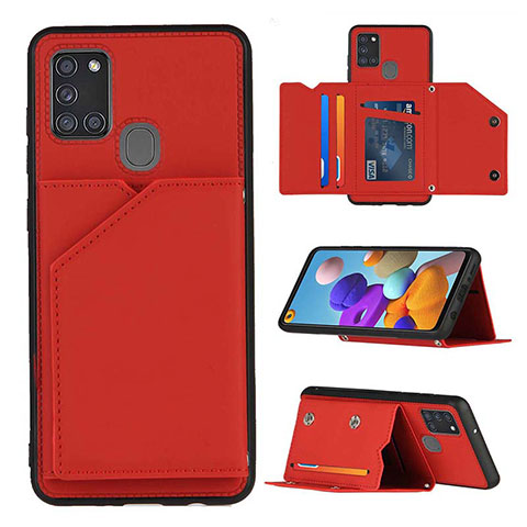 Funda Lujo Cuero Carcasa Y04B para Samsung Galaxy A21s Rojo