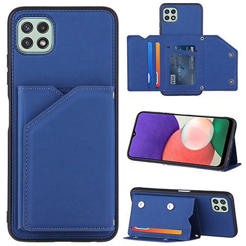 Funda Lujo Cuero Carcasa Y04B para Samsung Galaxy A22 5G Azul