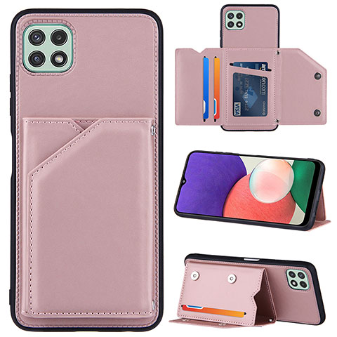 Funda Lujo Cuero Carcasa Y04B para Samsung Galaxy A22 5G Oro Rosa