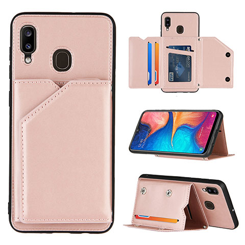 Funda Lujo Cuero Carcasa Y04B para Samsung Galaxy A30 Oro Rosa