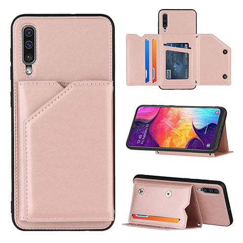 Funda Lujo Cuero Carcasa Y04B para Samsung Galaxy A30S Oro Rosa