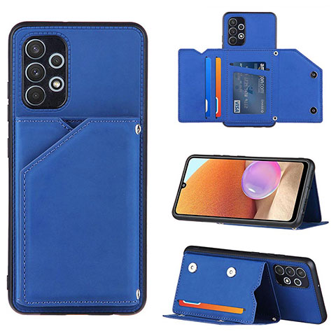 Funda Lujo Cuero Carcasa Y04B para Samsung Galaxy A32 5G Azul