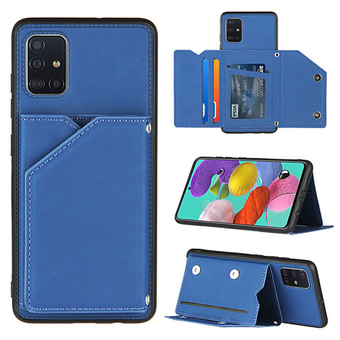 Funda Lujo Cuero Carcasa Y04B para Samsung Galaxy A51 4G Azul