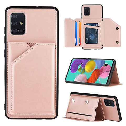 Funda Lujo Cuero Carcasa Y04B para Samsung Galaxy A51 4G Oro Rosa