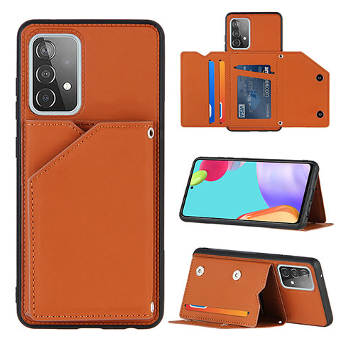 Funda Lujo Cuero Carcasa Y04B para Samsung Galaxy A52 4G Marron