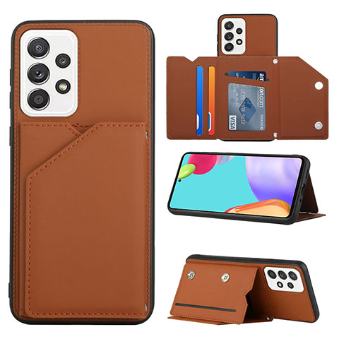 Funda Lujo Cuero Carcasa Y04B para Samsung Galaxy A53 5G Marron