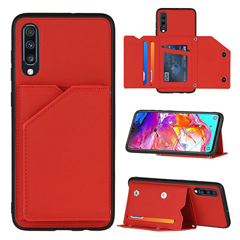 Funda Lujo Cuero Carcasa Y04B para Samsung Galaxy A70 Rojo