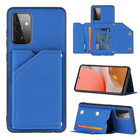 Funda Lujo Cuero Carcasa Y04B para Samsung Galaxy A72 4G Azul