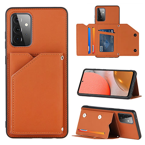 Funda Lujo Cuero Carcasa Y04B para Samsung Galaxy A72 5G Marron