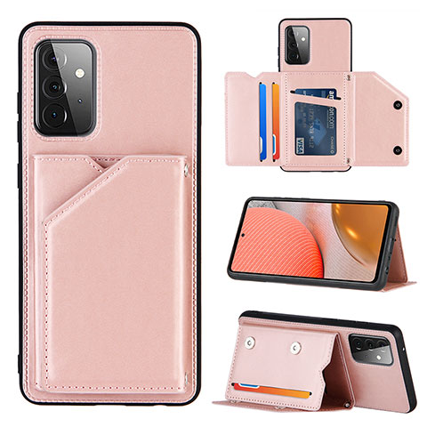 Funda Lujo Cuero Carcasa Y04B para Samsung Galaxy A72 5G Oro Rosa