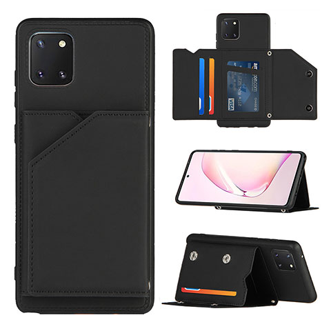 Funda Lujo Cuero Carcasa Y04B para Samsung Galaxy A81 Negro