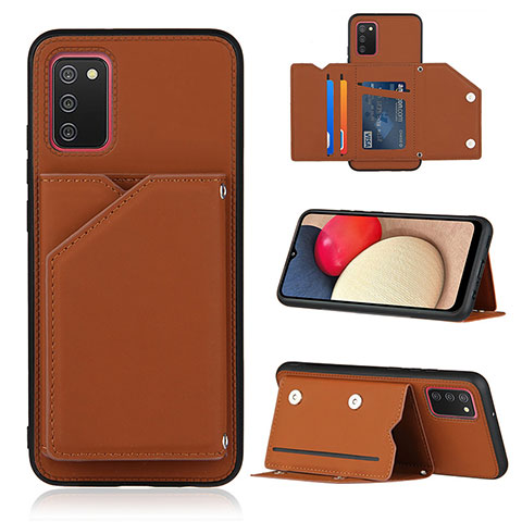 Funda Lujo Cuero Carcasa Y04B para Samsung Galaxy F02S SM-E025F Marron