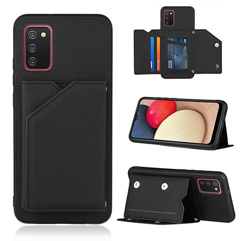 Funda Lujo Cuero Carcasa Y04B para Samsung Galaxy F02S SM-E025F Negro