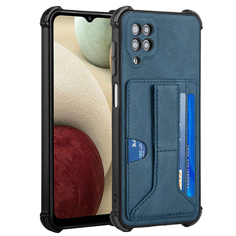 Funda Lujo Cuero Carcasa Y04B para Samsung Galaxy F12 Azul