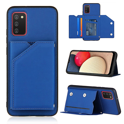 Funda Lujo Cuero Carcasa Y04B para Samsung Galaxy M02s Azul