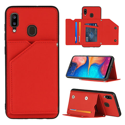 Funda Lujo Cuero Carcasa Y04B para Samsung Galaxy M10S Rojo