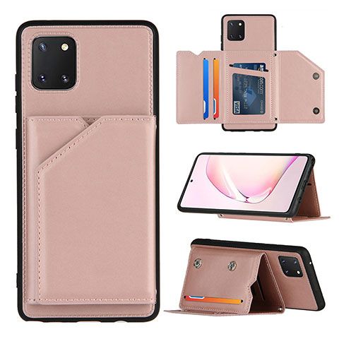 Funda Lujo Cuero Carcasa Y04B para Samsung Galaxy Note 10 Lite Oro Rosa