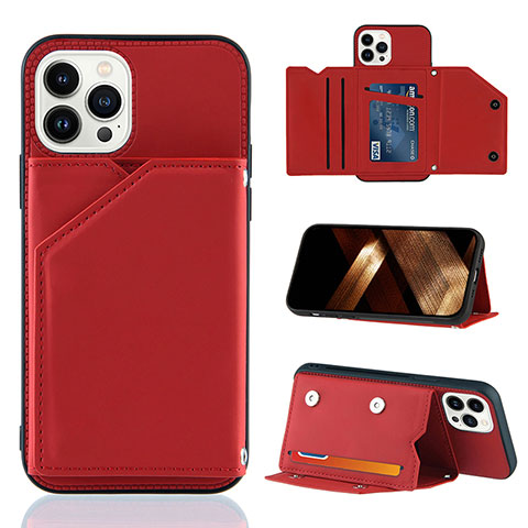 Funda Lujo Cuero Carcasa Y05B para Apple iPhone 13 Pro Max Rojo