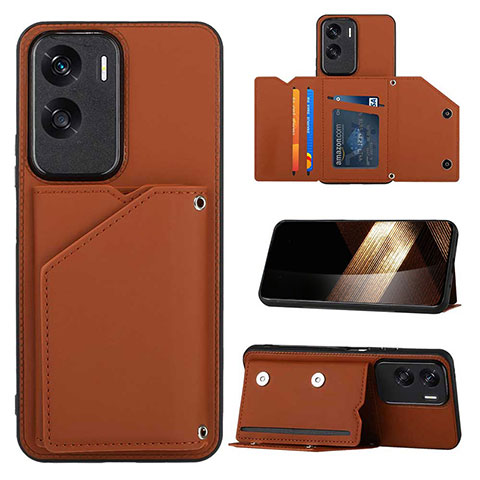 Funda Lujo Cuero Carcasa YB1 para Huawei Honor 90 Lite 5G Marron