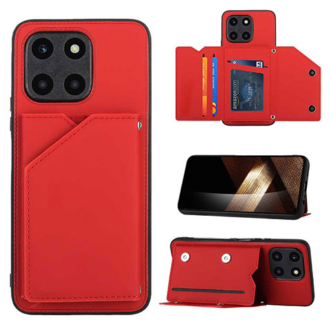 Funda Lujo Cuero Carcasa YB1 para Huawei Honor X6a Rojo