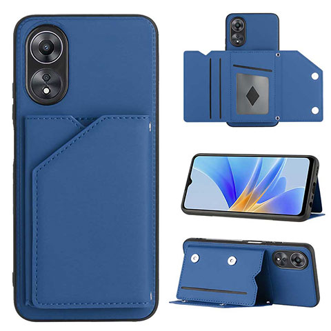 Funda Lujo Cuero Carcasa YB1 para Oppo A17 Azul