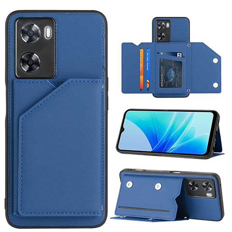 Funda Lujo Cuero Carcasa YB1 para Oppo A57 4G Azul